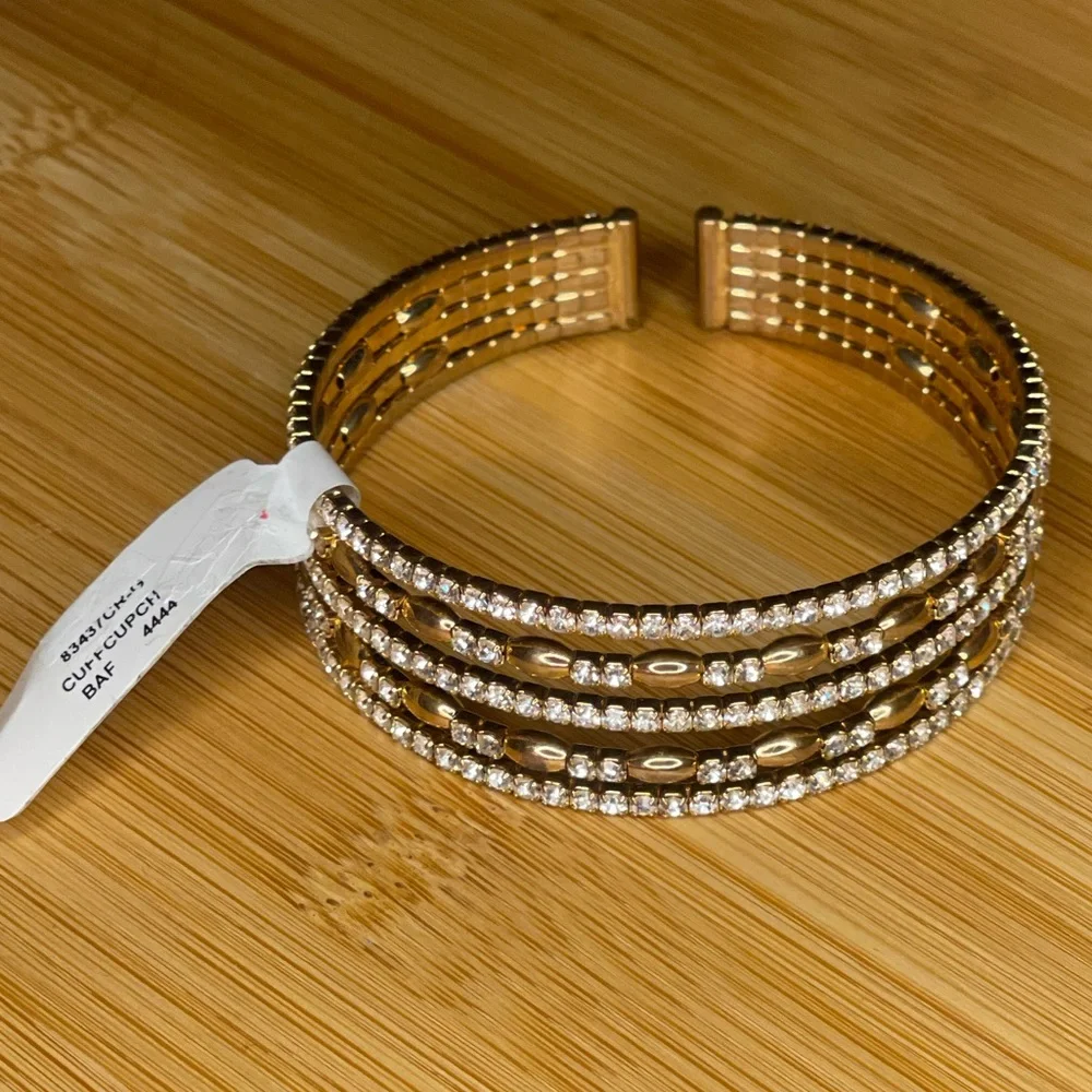 Elegant Gold and Silver Cuff Bracelet - Picture 6 of 12